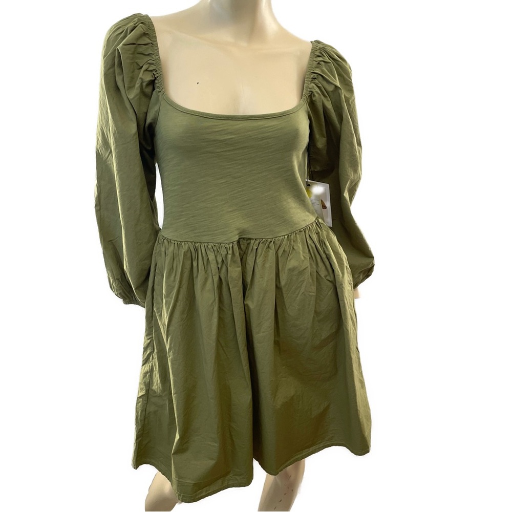 Nation LTD- Olive Ballon Sleeve Mini Dress- XS